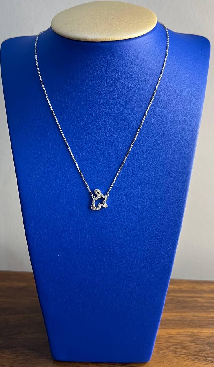 Bunny Rabbit Symbol Diamond Halo Set 18K White Gold Chain Pendant Necklace