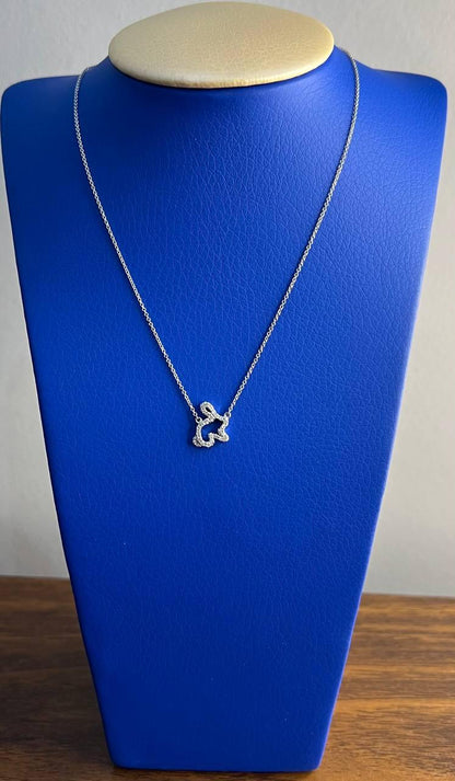 Bunny Rabbit Symbol Diamond Halo Set 18K White Gold Chain Pendant Necklace