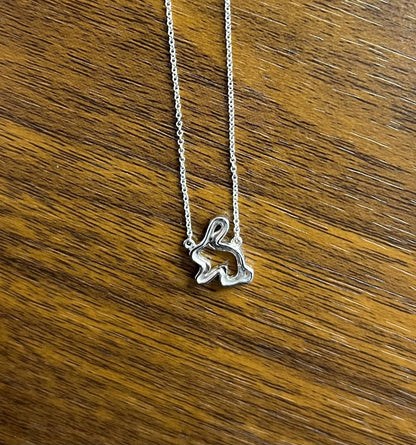 Bunny Rabbit Symbol Diamond Halo Set 18K White Gold Chain Pendant Necklace