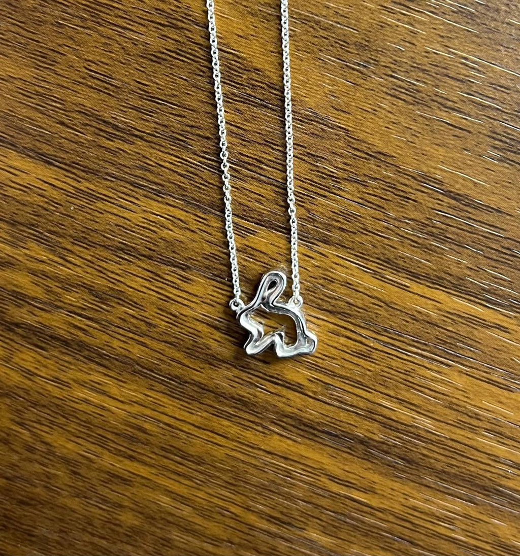 Bunny Rabbit Symbol Diamond Halo Set 14K White Gold Chain Pendant Necklace