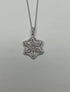 Diamond Halo Set Snowflake Symbol Motif 18K White Gold Pendant Chain Necklace