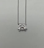 Crab Symbol Motif Diamond Halo Set 18K White Gold Chain Animal Pendant Necklace