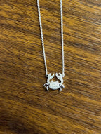 Crab Symbol Motif Diamond Halo Set 18K White Gold Chain Animal Pendant Necklace