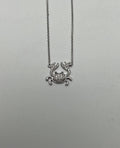 Crab Symbol Motif Diamond Halo Set 18K White Gold Chain Animal Pendant Necklace