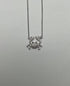 Crab Symbol Motif Diamond Halo Set 18K White Gold Chain Animal Pendant Necklace
