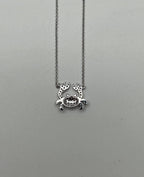 Crab Symbol Motif Diamond Halo Set 18K White Gold Chain Animal Pendant Necklace