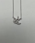 Dove Bird Hope Symbol Diamond Halo Set 18K White Gold Chain Pendant Necklace