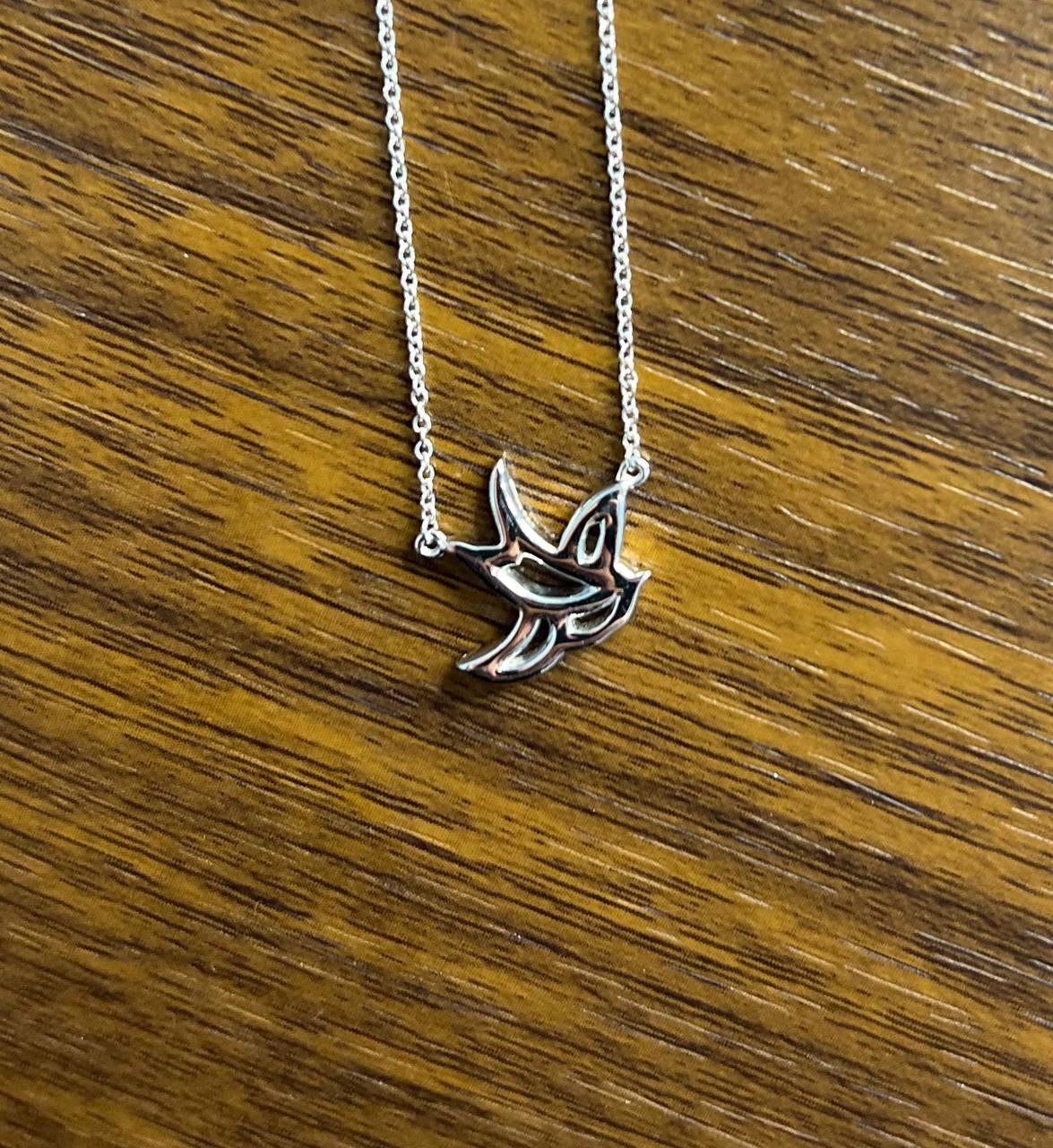 Dove Bird Hope Symbol Diamond Halo Set 18K White Gold Chain Pendant Necklace