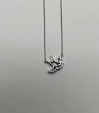 Dove Bird Hope Symbol Diamond Halo Set 18K White Gold Chain Pendant Necklace