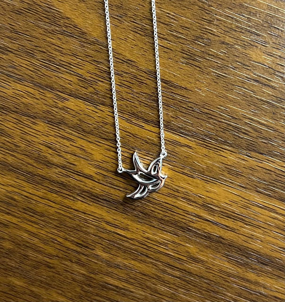 Dove Bird Hope Symbol Diamond Halo Set 18K White Gold Chain Pendant Necklace
