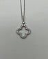 Quatrefoil Lucky Alhambra Clover Diamonds Halo Motif White Gold Pendant Necklace
