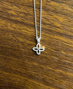 Clover Pave Set Diamonds Halo Motif 14K Karat White Gold Pendant Chain Necklace