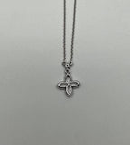 Clover Pave Set Diamonds Halo Motif 14K Karat White Gold Pendant Chain Necklace