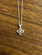 Clover Pave Set Diamonds Halo Motif 14K Karat White Gold Pendant Chain Necklace