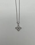Clover Pave Set Diamonds Halo Motif 14K Karat White Gold Pendant Chain Necklace