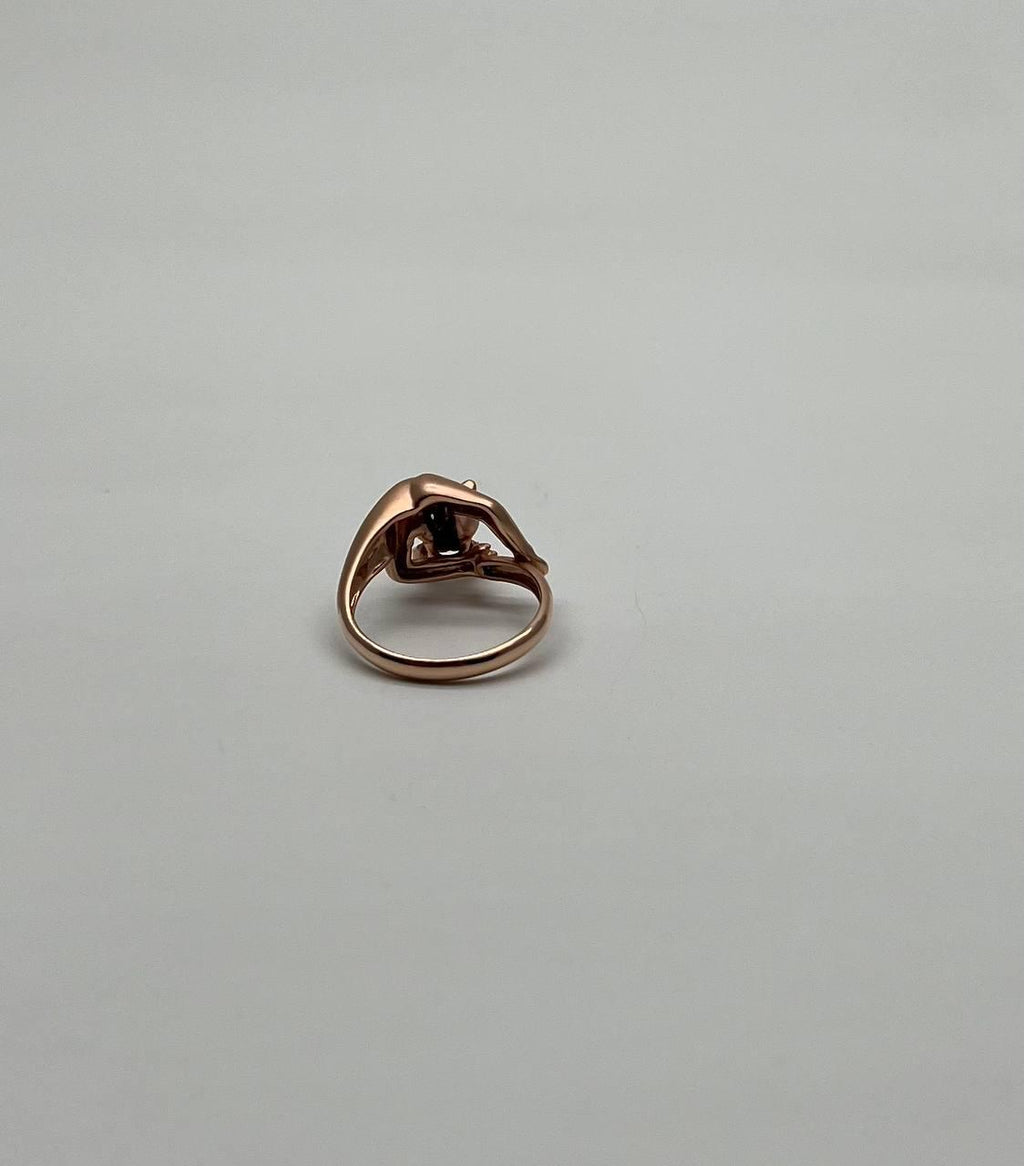 Panther Cat Emerald Diamond Ring 14K Rose Gold Statement Ring