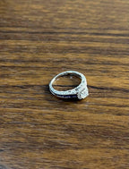 Round Shape Brilliant Cut Diamond Blue Sapphire Channel Set 18K White Gold Ring