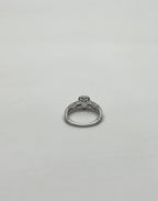 Round Shape Brilliant Cut Diamond Blue Sapphire Channel Set 18K White Gold Ring