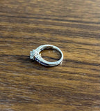 Round Shape Brilliant Cut Diamond Blue Sapphire Channel Set 18K White Gold Ring