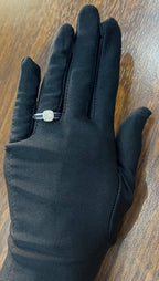 Round Shape Brilliant Cut Diamond Blue Sapphire Channel Set 18K White Gold Ring