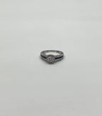 Round Shape Brilliant Cut Diamond Blue Sapphire Channel Set 18K White Gold Ring
