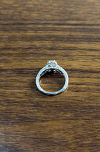 Round Shape Brilliant Cut Diamond Blue Sapphire Channel Set 18K White Gold Ring