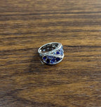 Dark Light Hue Blue Sapphire Cluster Diamond Pave 14K White Gold Band Ring