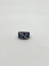 Dark Light Hue Blue Sapphire Cluster Diamond Pave 14K White Gold Band Ring