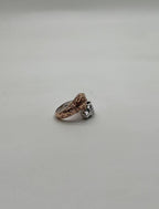 Panther Snow Leopard Double Two Toned 14K Gold Rose White Statement Animal Ring