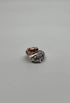 Two Tone Snow Leopard Golden Panther 14K Two Head Rose White Gold Statement Ring