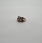 Multicolor Rainbow Sapphires Diamond 14K Yellow Gold Statement Dome Cluster Ring