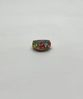 Multicolor Rainbow Sapphires Diamond 14K Yellow Gold Statement Dome Cluster Ring