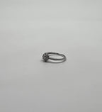 Классикалық нәзік дөңгелек пішінді ақ гауһар тасты Halo Pave 14K ақ алтыннан жасалған уәделі сақина