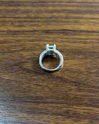 Green Emerald & White Diamonds Pave Set 14K White Gold Statement Unique Ring