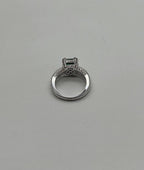 Green Emerald & White Diamonds Pave Set 14K White Gold Statement Unique Ring