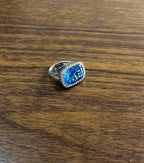 Cushion Shape Swiss Blue Topaz Diamonds Halo Jumbo 14K White Gold Cocktail Ring