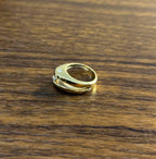 Unique Round Diamond Tension Set Flush Set Bypass 14K Yellow Gold Statement Ring