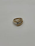Unique Round Diamond Tension Set Flush Set Bypass 14K Yellow Gold Statement Ring
