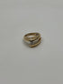 Unique Round Diamond Tension Set Flush Set Bypass 14K Yellow Gold Statement Ring