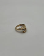 Unique Round Diamond Tension Set Flush Set Bypass 14K Yellow Gold Statement Ring