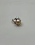 Golden Yellow South Sea Pearl Diamond Spiral Curve14K Yellow Gold Statement Ring