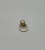 Golden Yellow South Sea Pearl Diamond Spiral Curve14K Yellow Gold Statement Ring
