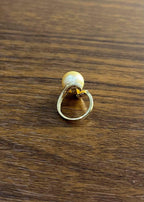 Golden Yellow South Sea Pearl Diamond Spiral Curve14K Yellow Gold Statement Ring