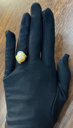 Golden Yellow South Sea Pearl Diamond Spiral Curve14K Yellow Gold Statement Ring