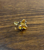 Orange Amber Citrines & Brown Smoky Quartz Yellow Gold Cluster Statement Ring