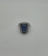 Blue Violet Chalcedony Diamond Halo 14K White Gold Statement Huggie Ring