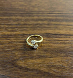 Two Stone Round Diamond Bypass 14K Yellow Gold Statement Ring