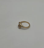 Two Stone Round Diamond Bypass 14K Yellow Gold Statement Ring