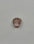 Fancy Shield Kite Shape Peach Pink Morganite Diamonds Halo 18K Rose Gold Ring