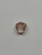 Fancy Shield Kite Shape Peach Pink Morganite Diamonds Halo 18K Rose Gold Ring